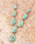 Genuine Blue Turquoise Roped Golden Bronze Y Necklace