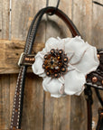 Dark Oil Copper Dot White and Topaz Browband / One Ear Tack Set