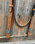 Light Oil V Brow Turquoise and Copper Browband & Breastcollar Tack Set