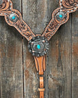 Silver Buckstitch with Turquoise Browband / One Ear / Breastcollar Tack Set