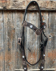 Dark Oil Floral Tooled Roses Browband & Breastcollar Tack Set