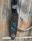 Dark Oil Blue and Gold Browband & Breastcollar Tack Set