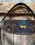 Dark Oil Blue and Gold Browband & Breastcollar Tack Set
