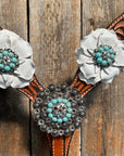 Zebra Turquoise and White Browband / Breastcollar Tack Set