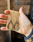 Smaller Sterling saucer Silver Pearls earrings teardrop - With Turquoise