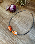 14" Spiny Oyster & Sterling Silver Pearl Choker – 3mm & 10mm