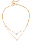 Gold Layered Rhinestone Pendant Necklace