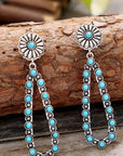 Silver Flower Turquoise Western Fashion Earrings