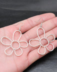 Silvery Alloy Hollowed Flower Hook Earrings