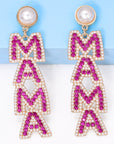 MAMA Rhinestone Pearl Dangle Stud Earrings