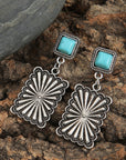 Silvery Retro Western Geometric Turquoise Stud Earrings