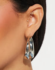 Silvery Layered Hoop Studded Earrings