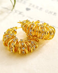 White Rhinestone Spiral Earrings