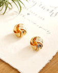 Gold Textured Knot Stud Earrings