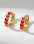 Red Heart Shape Small Hook Earrings