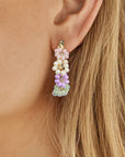 Gold Beaded Flower Hoop Earrings