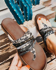 Annie Studded Animal Print Flip Flops