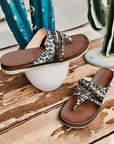 Annie Studded Animal Print Flip Flops