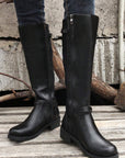 Josie Zipper Knee High Low Heel Boots