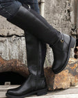 Josie Zipper Knee High Low Heel Boots