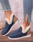 Anna Suede Stitching Plush Lined Anklet Boots