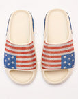 Rhinestone American Flag Thick Sole Slippers