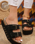 Suede Buckle Decor Footbed Sandal Slippers