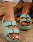 Suede Buckle Decor Footbed Sandal Slippers