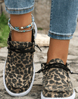 Kira Lace-up Decor Leopard Canvas Shoes