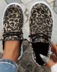 Kira Lace-up Decor Leopard Canvas Shoes