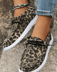 Kira Lace-up Decor Leopard Canvas Shoes