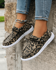 Kira Lace-up Decor Leopard Canvas Shoes