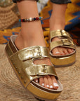 Dual Buckle Studded Platform Sandal Slippers