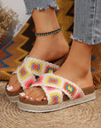 Geometric Woven Crisscross Strap Platform Slippers