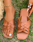 Ana Crossed Woven Flat Slippers