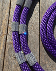 Purple Nylon Barrel Racing Reins With Rhinestones