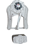 Bright Silver Jet & AB Crystal Conchos - Sizes from 1"- 3" and Buckles
