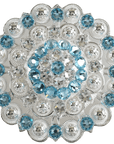Bright Silver Aqua - Clear Crystal Conchos - Sizes from 1"- 3" and Buckles