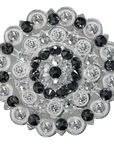 Bright Silver Jet & Clear Crystal Conchos - Sizes from 1"- 3" and Buckles