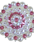 Bright Silver Pink & AB Crystal Conchos - Sizes from 1"- 3" and Buckles
