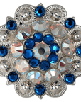 Bright Silver Capri & AB Crystal Conchos - Sizes from 1"- 3" and Buckles