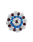 Bright Silver Red - White - Blue Crystal Conchos - Sizes from 1"- 3" and Buckles
