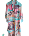 Baha Ranch Retro Pop Western Button Up Shirt Dress Duster