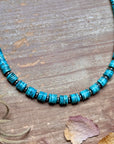 19” Graduated Turquoise Heishi Necklace – 5mm Saucers