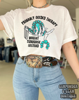 Turquoise & Therapy tee or crewneck