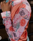 CANYON ROSE SATIN MESH PERFORMANCE RODEO SHIRT