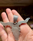 Longhorn Pendant with Gold Accent – Sterling Silver – Native Made by Leroy James