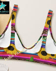 Yeehaw Sunflower Serape Cactus Bikini Top