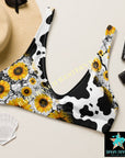 Yeehaw Cow Print Sunflower Bikini Top