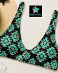 Yeehaw Turquoise Aztec Bikini Top